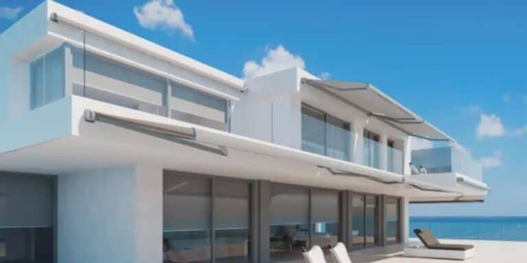 stores bannes sur béton lisse