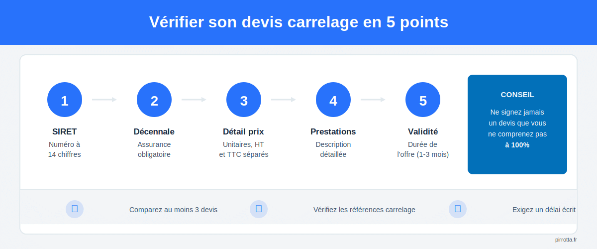 Infographie checklist devis carrelage