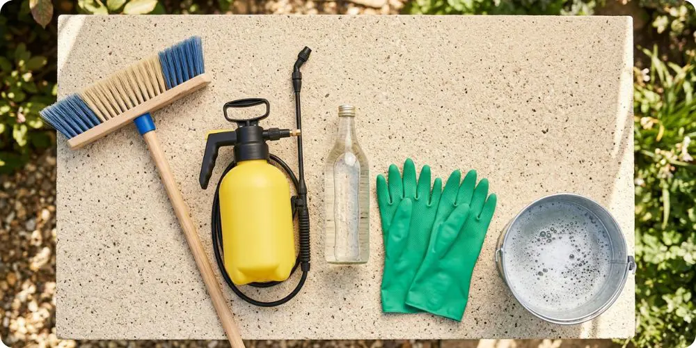 Matériel pour enlever la mousse sur une terrasse en résine