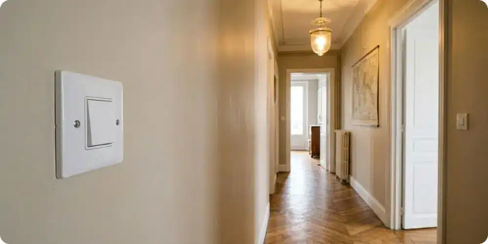 Interrupteur va-et-vient dans un couloir : deux interrupteurs commandent la même lampe