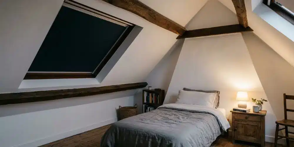 Film occultant adhésif posé sur un Velux bloquant totalement la lumière