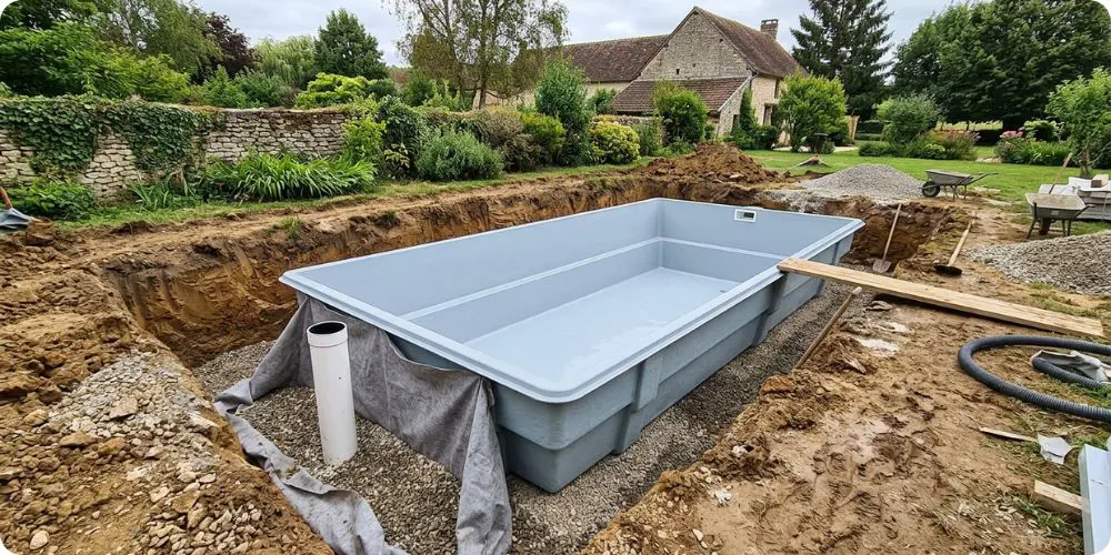puit de décompression piscine pendant chantier piscine coque