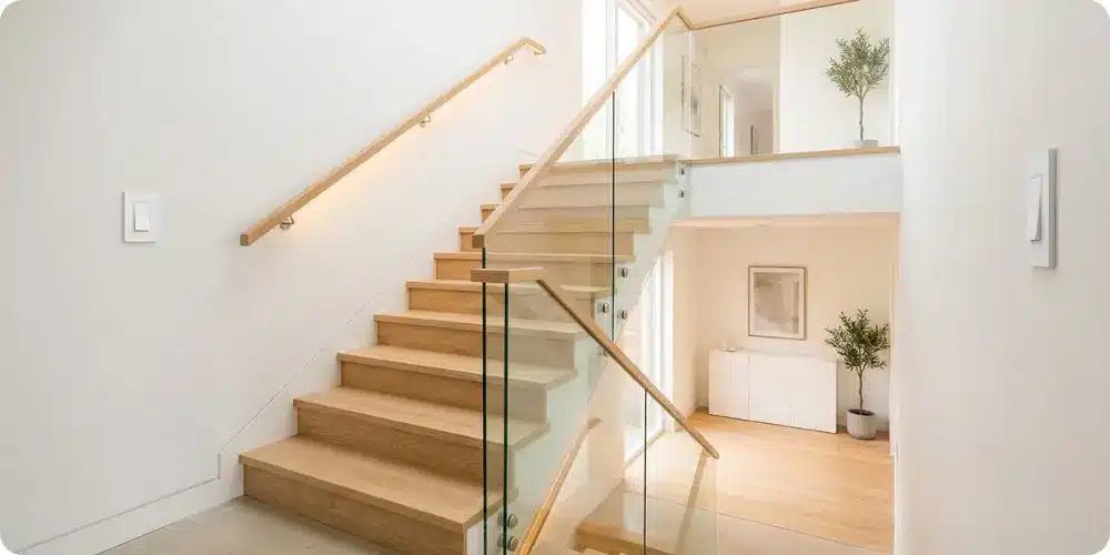 Escalier avec deux interrupteurs va-et-vient : un en bas, un en haut pour commander le même éclairage