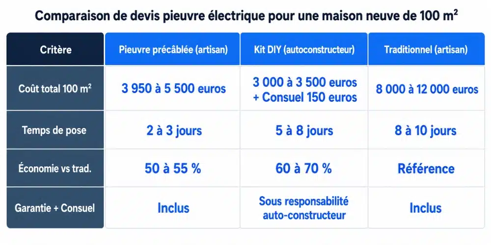 Comparaison de devis pieuvre électrique pour une maison neuve de 100 m²