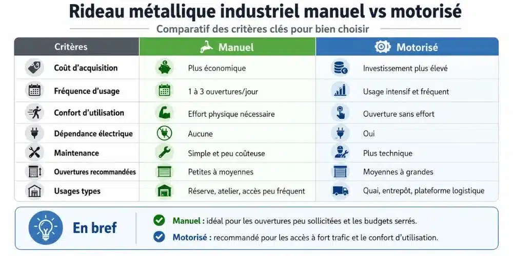 Comparatif des rideaux métalliques industriels