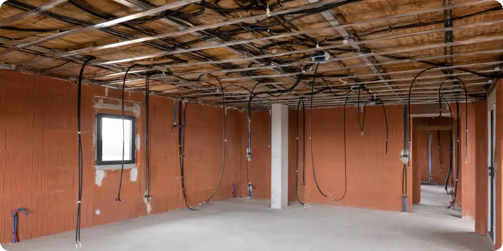 Pieuvre électrique précâblée déployée sur un chantier de maison neuve