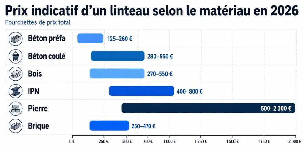 Prix indicatif d'un linteau selon le matériau en 2026