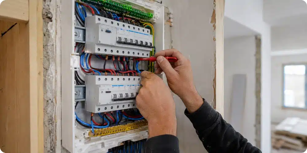 Raccordement des circuits au tableau électrique avec disjoncteurs et différentiels