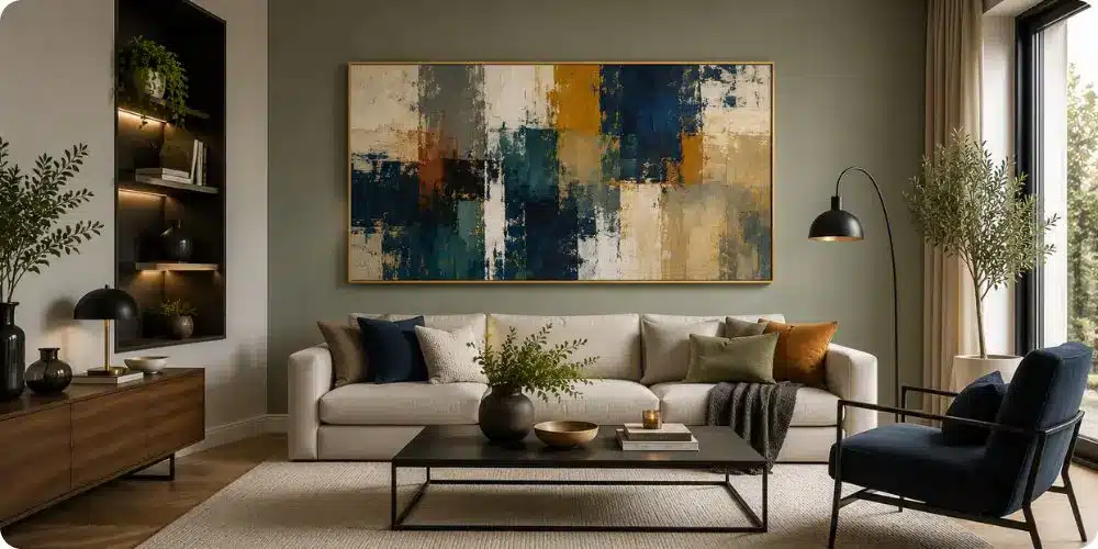 accrocher+un+tableau+abstrait+après+vos+travaux+de+peinture