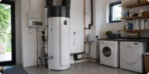 Chauffe-eau thermodynamique 200 litres installé dans une buanderie