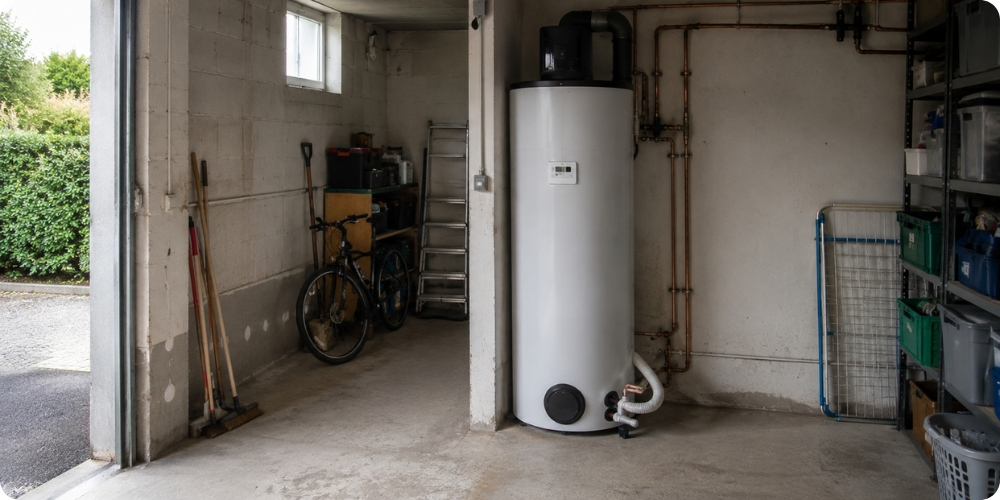 Installation chauffe-eau thermodynamique dans un garage avec espace de recul