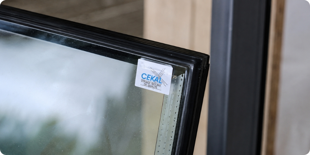 étiquette CEKAL apposée sur un vitrage isolant