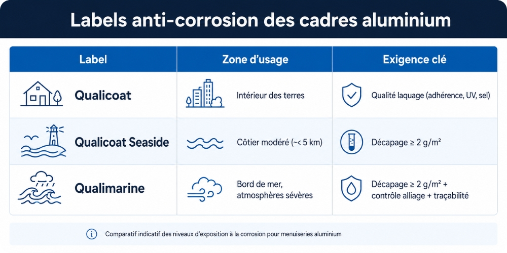labels Qualicoat et Qualimarine, anti-corrosion des cadres aluminium