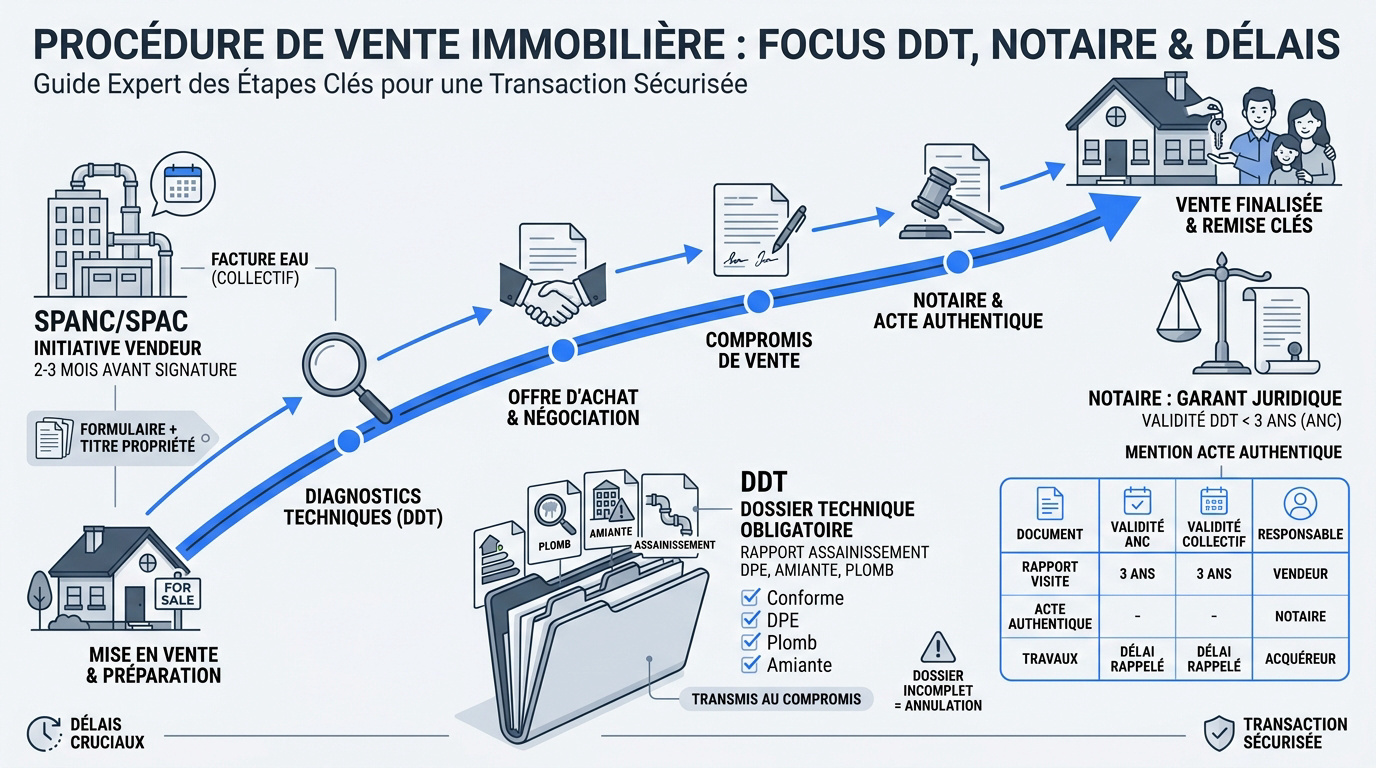 Documents techniques et signature chez le notaire pour vente immobilière