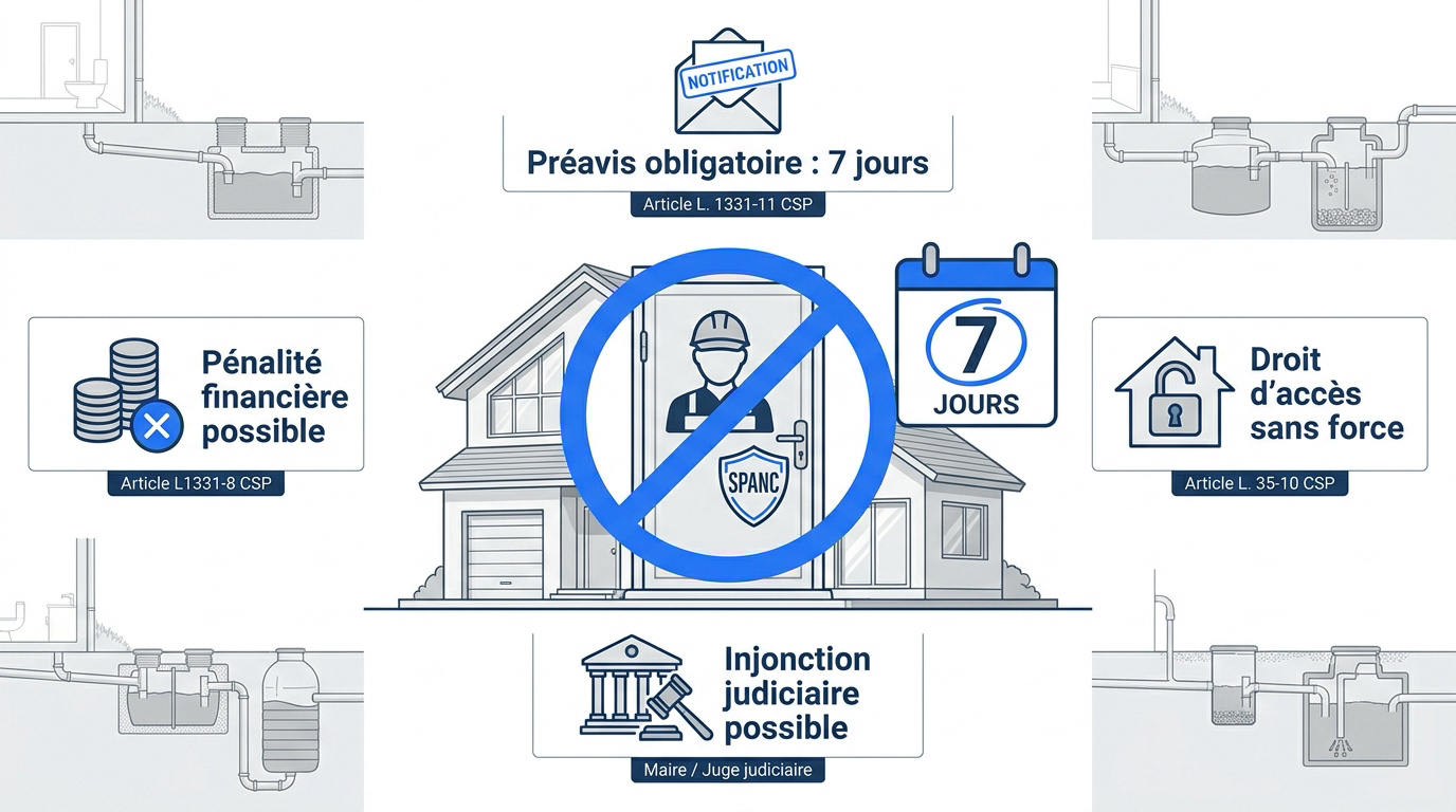 Technicien du SPANC consultant un dossier administratif devant une habitation
