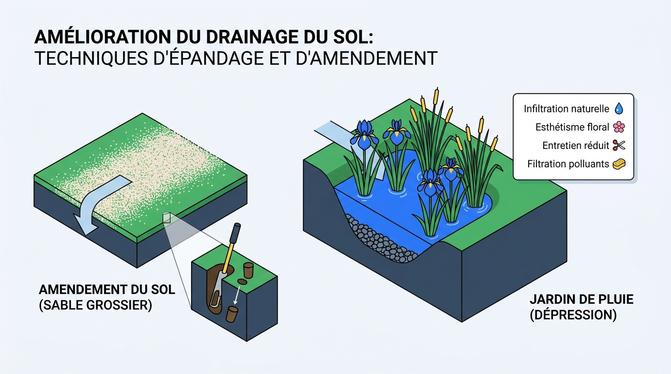 Technique de sablage et amendement pour améliorer le drainage d'un sol de jardin
