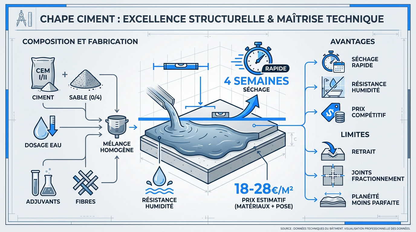 Coulage d'une chape ciment fluide autonivelante sur un chantier de rénovation