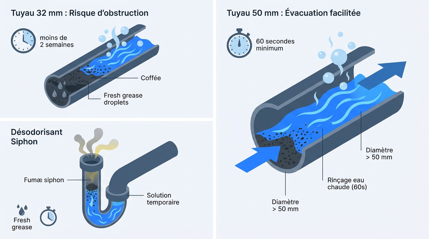 Comparaison technique entre une canalisation de 32mm et une évacuation de 50mm