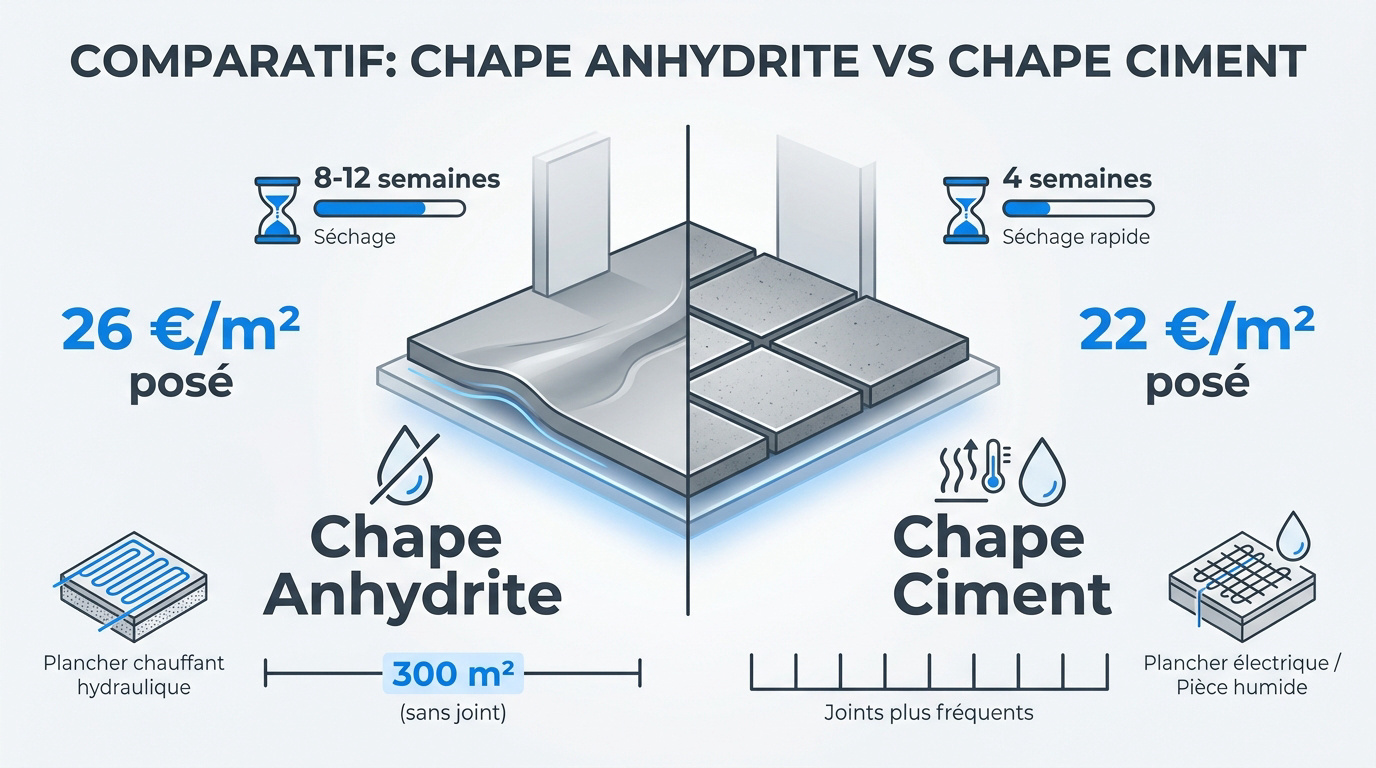 Comparatif technique entre chape anhydrite fluide et chape ciment traditionnelle