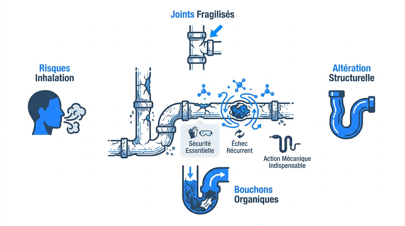 Dangers des produits chimiques corrosifs pour les canalisations en PVC et joints