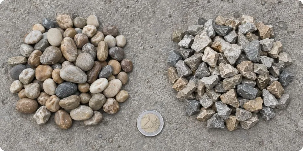 Différence entre gravier roulé et gravier concassé pour béton désactivé