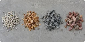 Gravier pour béton désactivé palette de calibres et de couleurs