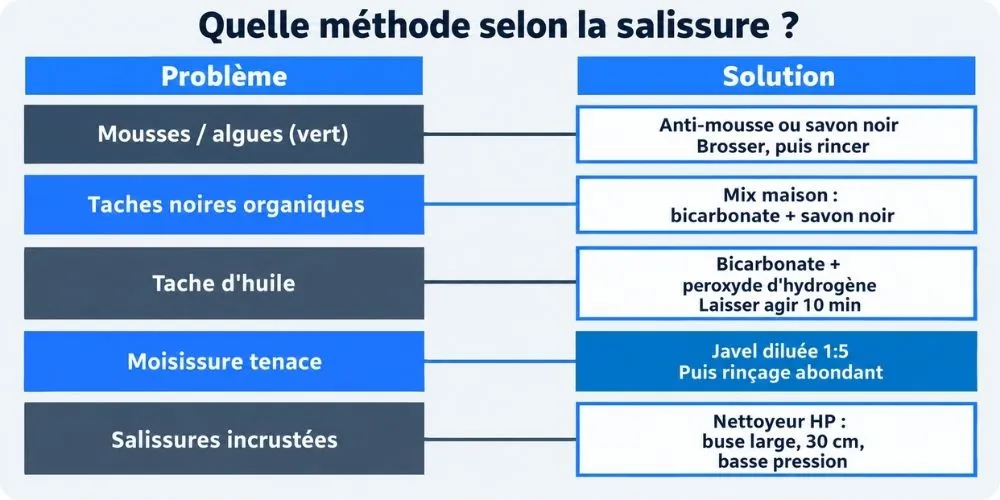 Quelle méthode selon la salissure