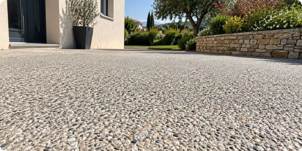 Surface en béton désactivé aux granulats apparents pour une allée extérieure