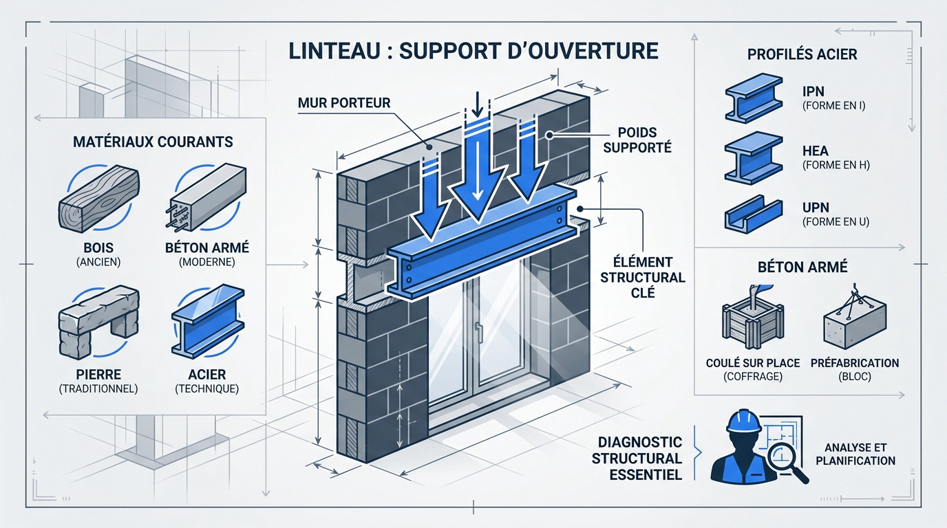 Installation d'un linteau métallique IPN dans un mur porteur en rénovation